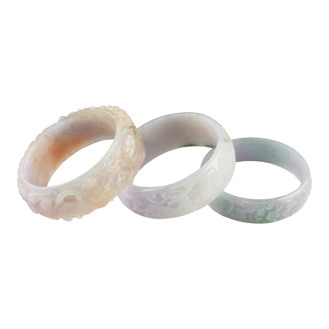Collection of Three Carved Jade Bracelets (1 of 5)