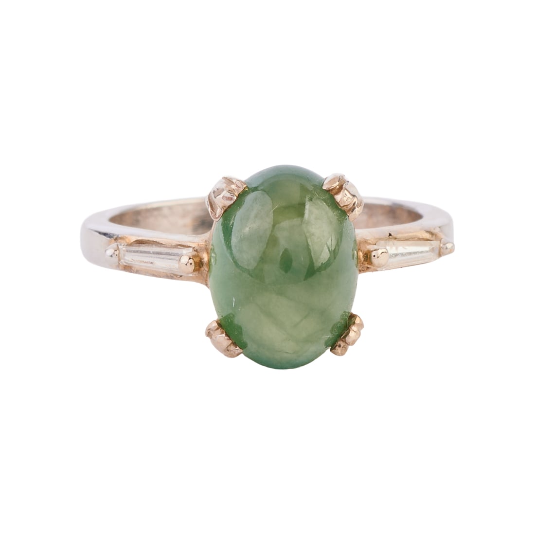 Jade, Diamond, 14k White Gold Ring (1 of 4)