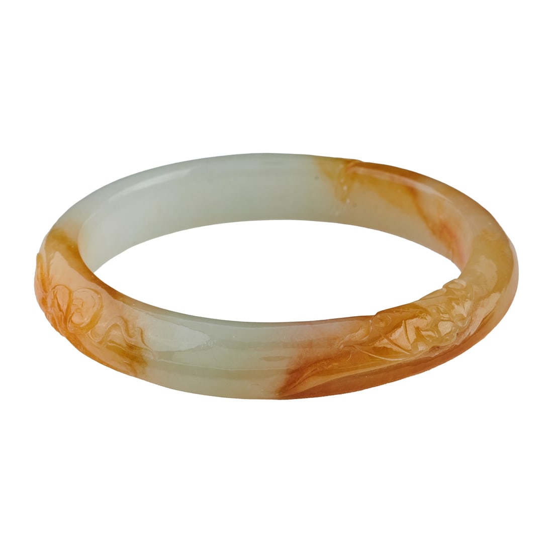 Carved Jadeite Jade Bangle Bracelet (1 of 3)