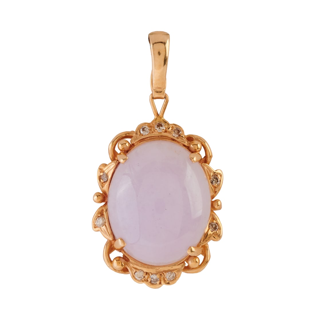 Lavender Jade, Diamond, 14k Yellow Gold Pendant Enhancer (1 of 4)