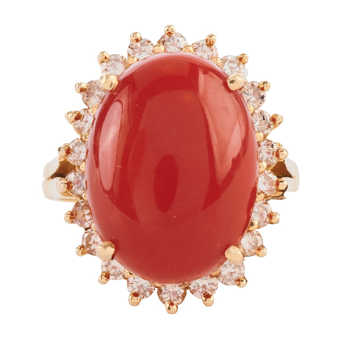 *Red Coral, Diamond, 14k Yellow Gold Ring (1 of 5)