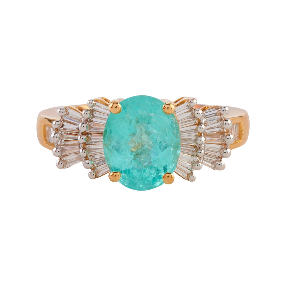 Iliana Paraiba Colored Tourmaline, Diamond, 18k Yellow Gold Ring (1 of 5)