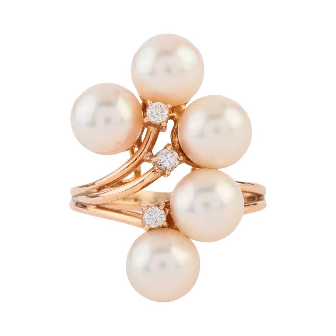 Cultured Pearl, Diamond, 14k Yellow Gold Ring (1 of 5)