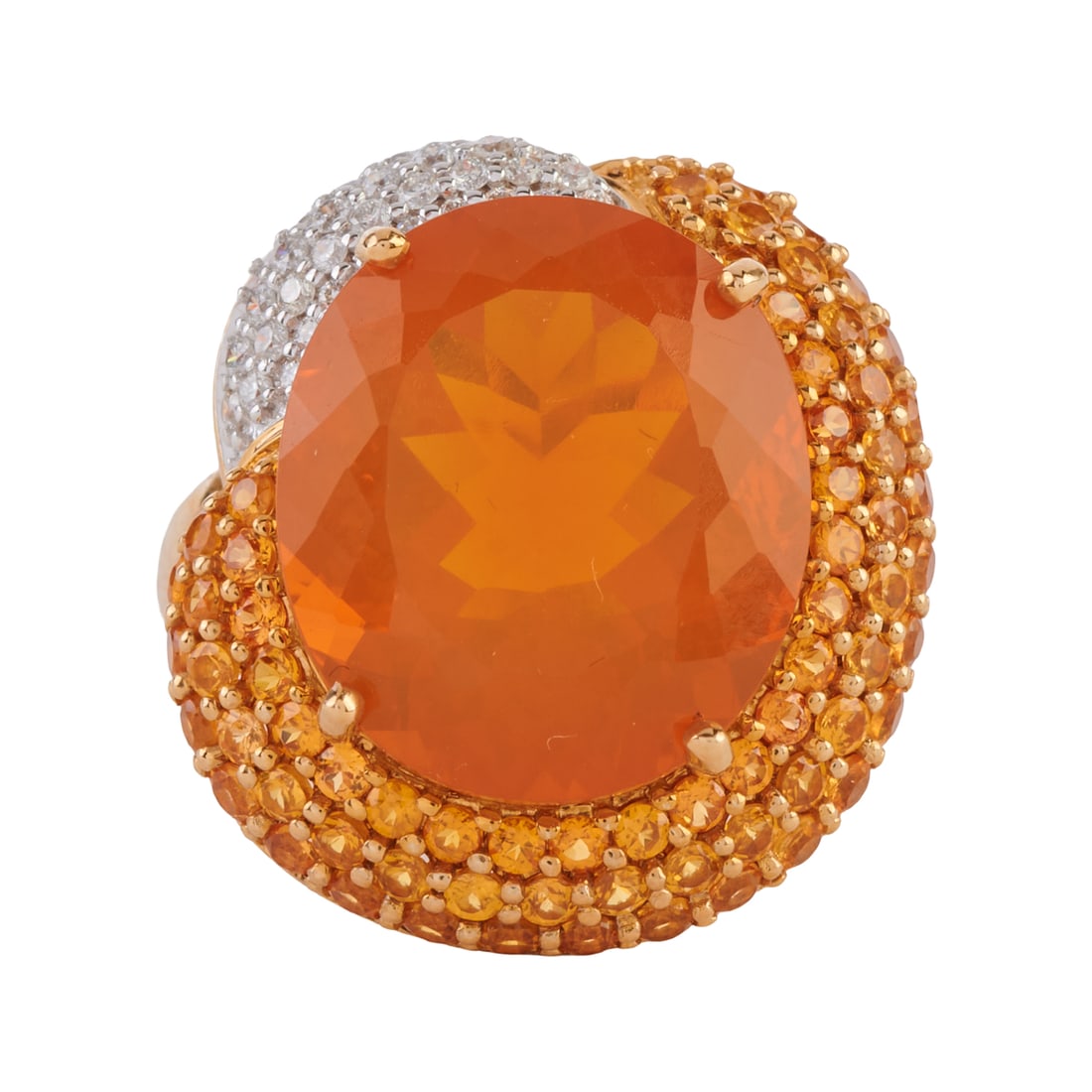 Fire Opal, Citrine, Diamond, 14k Yellow Gold Ring (1 of 5)
