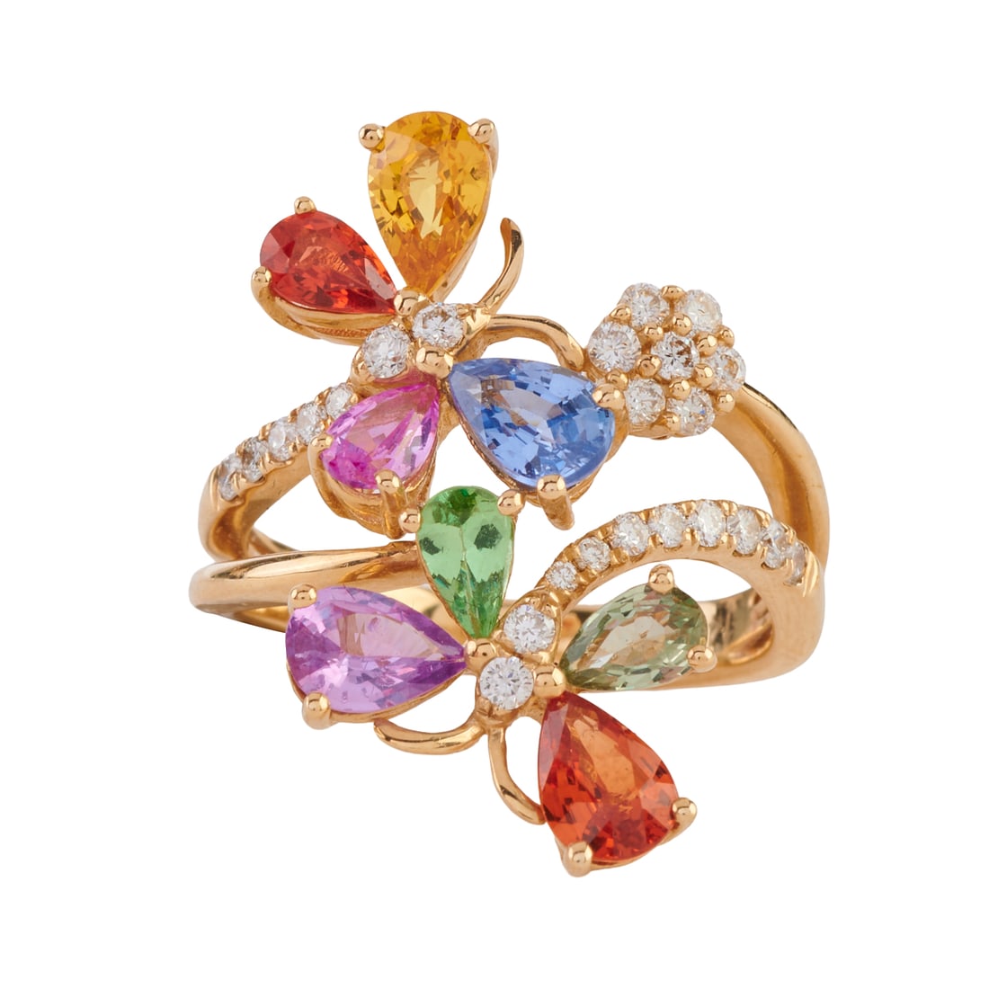 Multicolored Sapphire, Diamond, 14k Yellow Gold Ring (1 of 6)