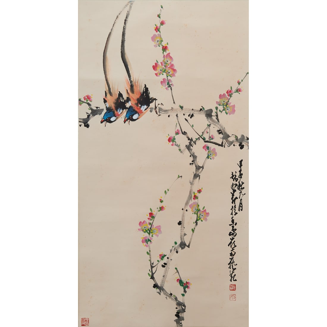 Attributed to Zhao Shao’ang (1905–1998): Birds and Flower, Hanging Scroll (1 of 4)