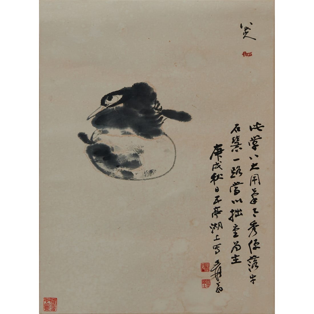 Attributed to Zhang Daqian (1899–1983), Bird Painting in the Manner of Bada Shanren (1 of 5)