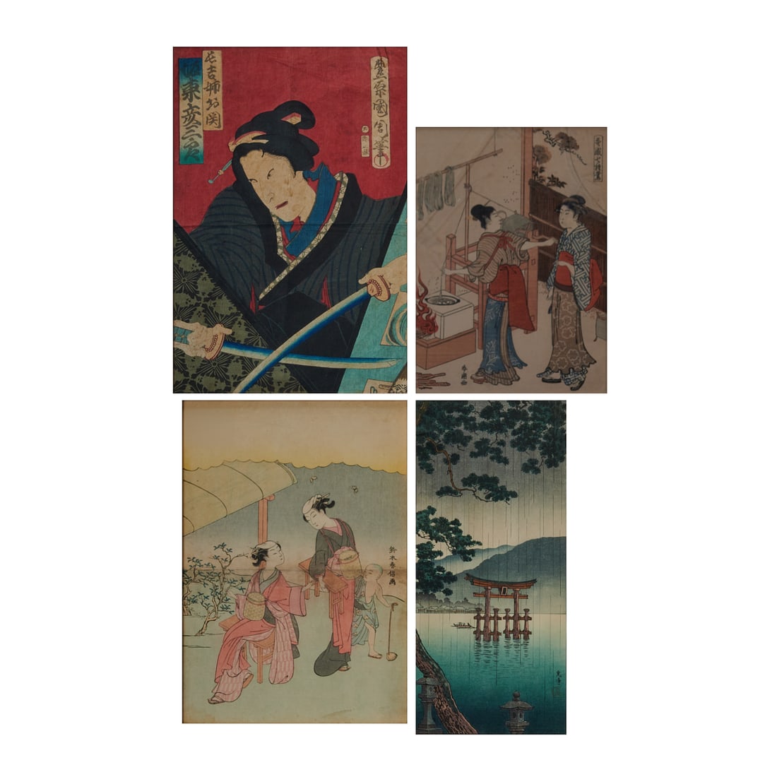 Four Framed Japanese Woodblock Prints (1 of 13)