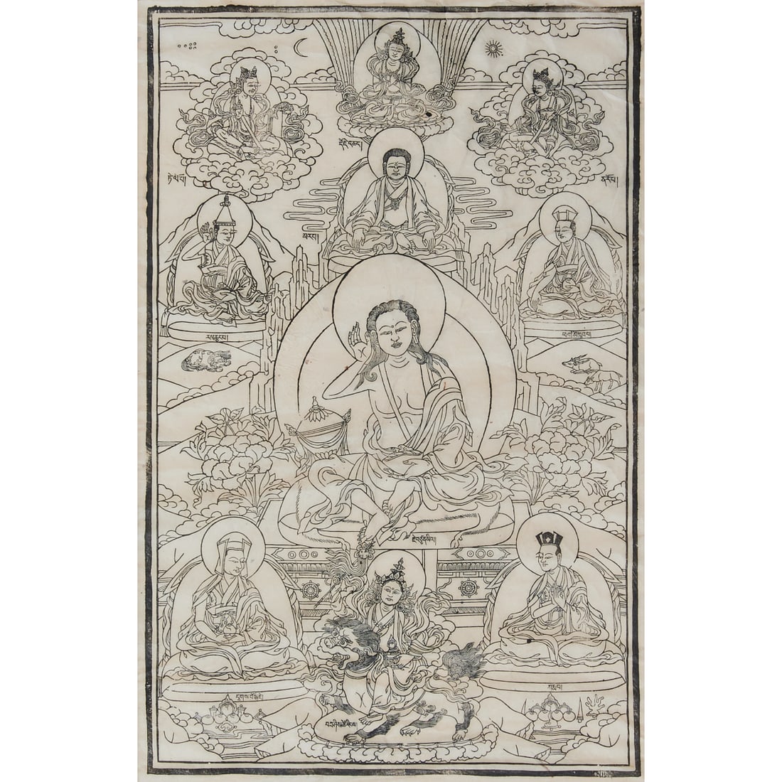 Framed Etched Print of Buddhist Deities (1 of 3)