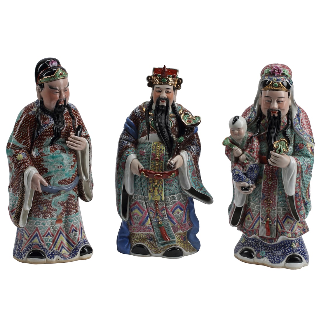 Three Enameled Porcelain Figures of The Wise Men (1 of 7)
