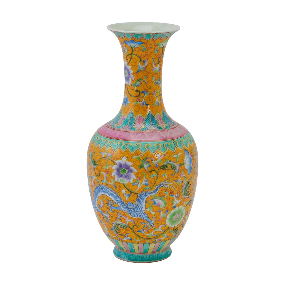 Chinese Famille Rose Yellow-Ground Dragon Vase (1 of 5)