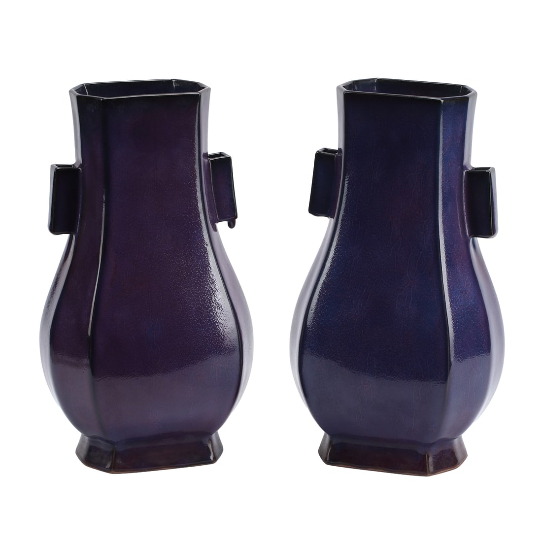 Pair of Chinese Aubergine Porcelain Octagonal Vases (1 of 6)