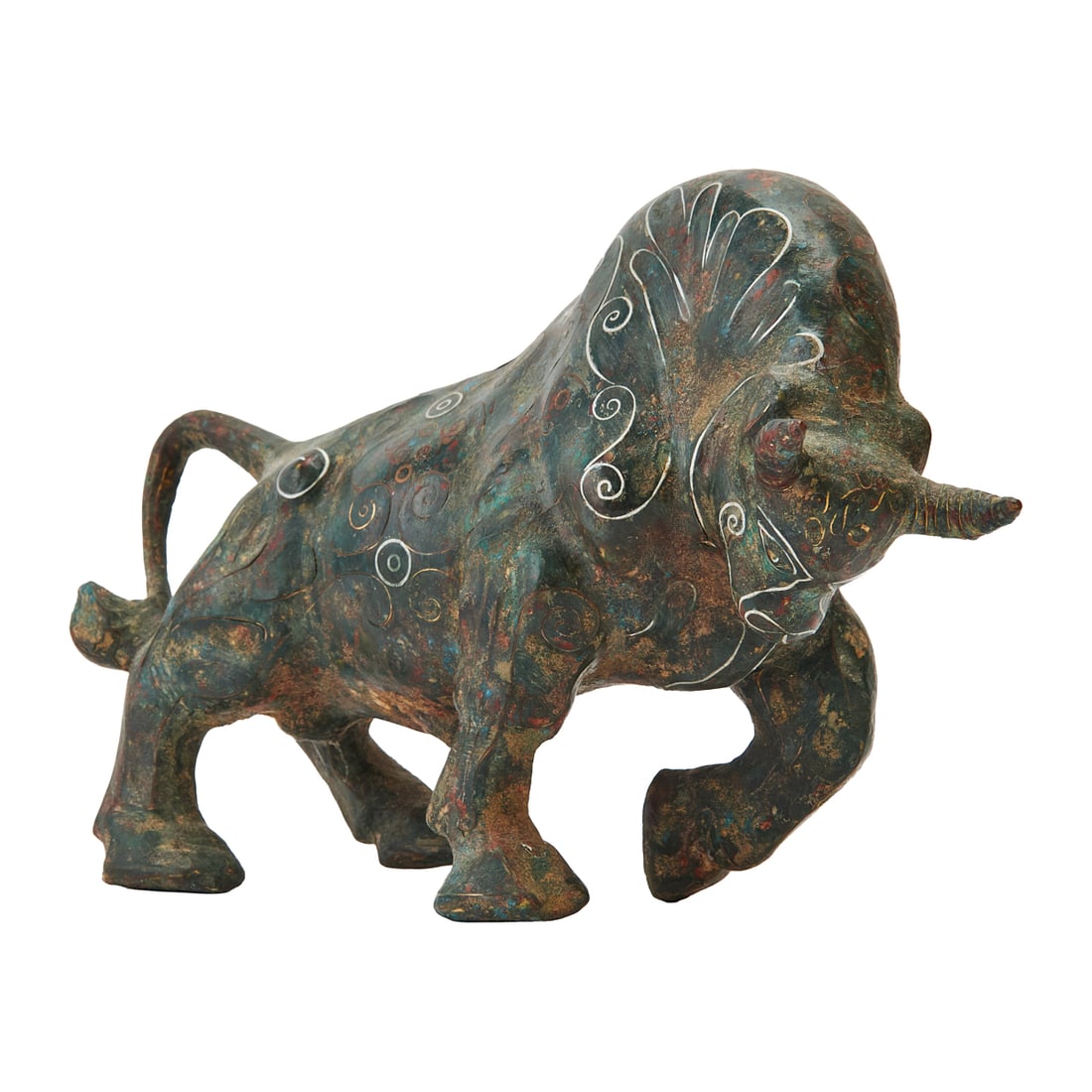 A Chinese Metal Inlaid Ox Statue (1 of 5)