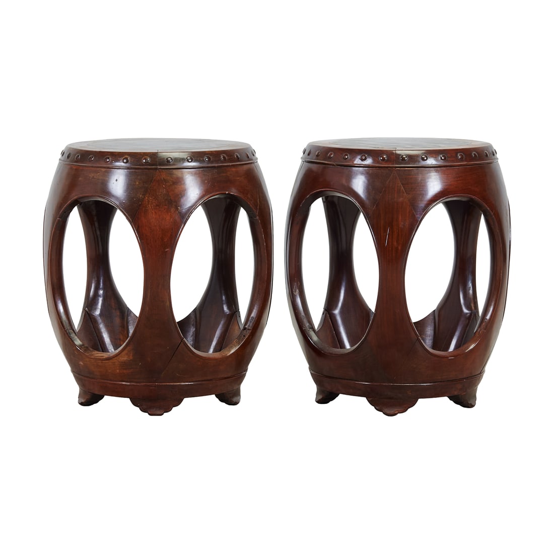 Pair of Chinese Hardwood and Marble Top Stands (1 of 4)