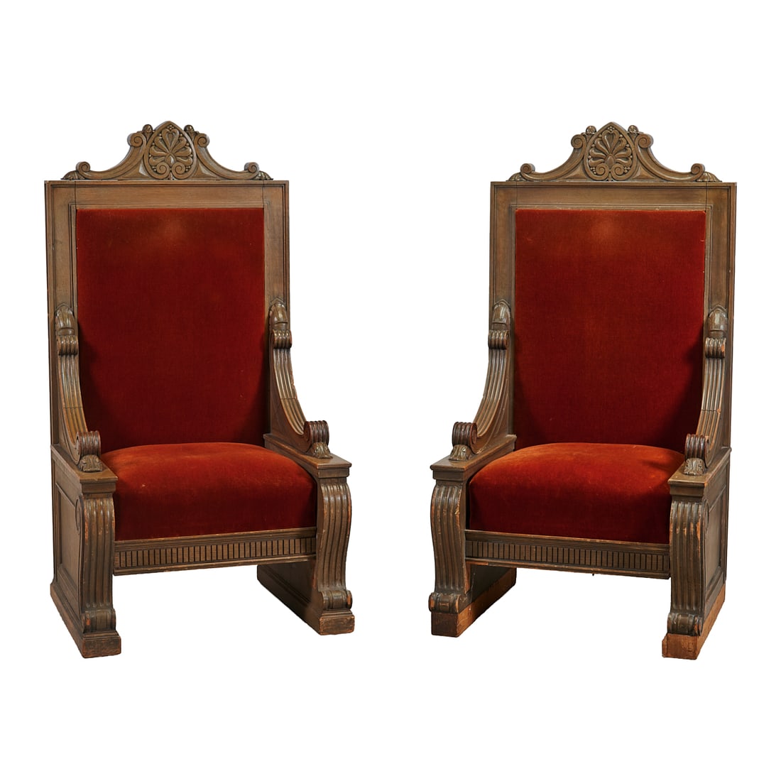 Pair of Renaissance Revival High Back Throne Chairs (1 of 3)