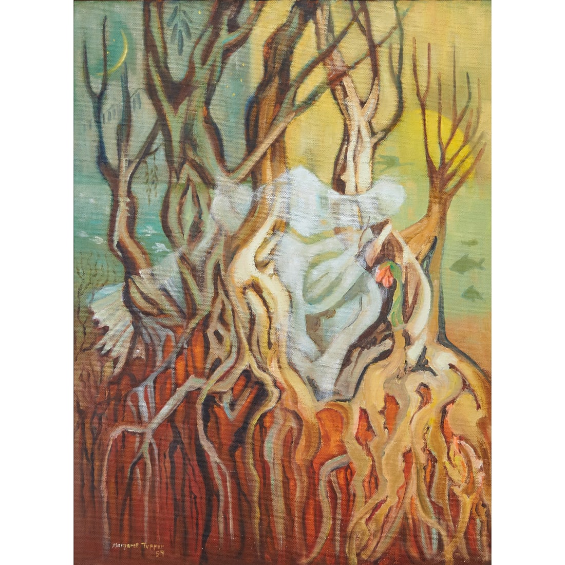 Margaret Tupper, Abstract Trees, Oil on Masonite (1 of 5)