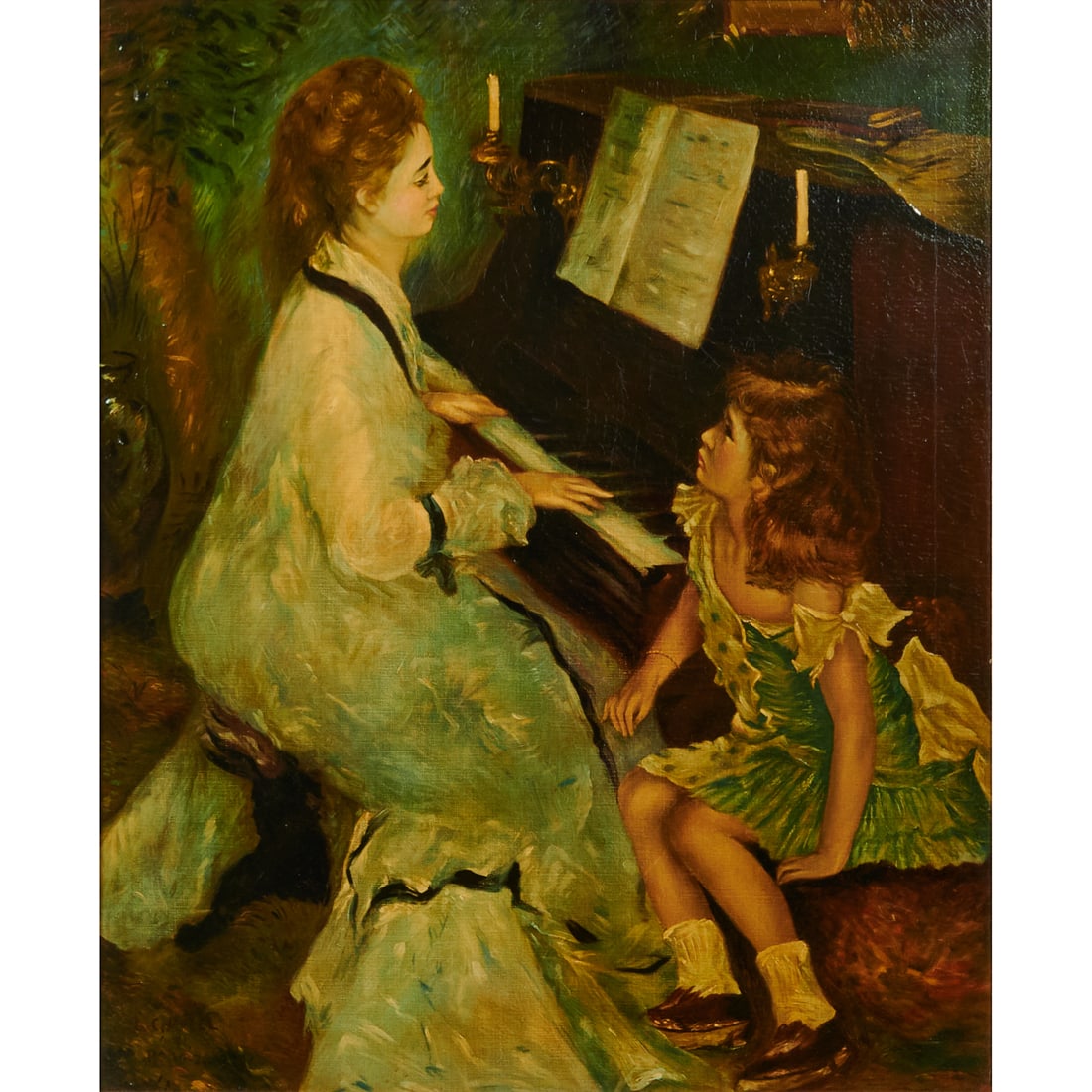 Louis Chappel, Woman and Child at a Piano, Oil on Canvas (1 of 5)