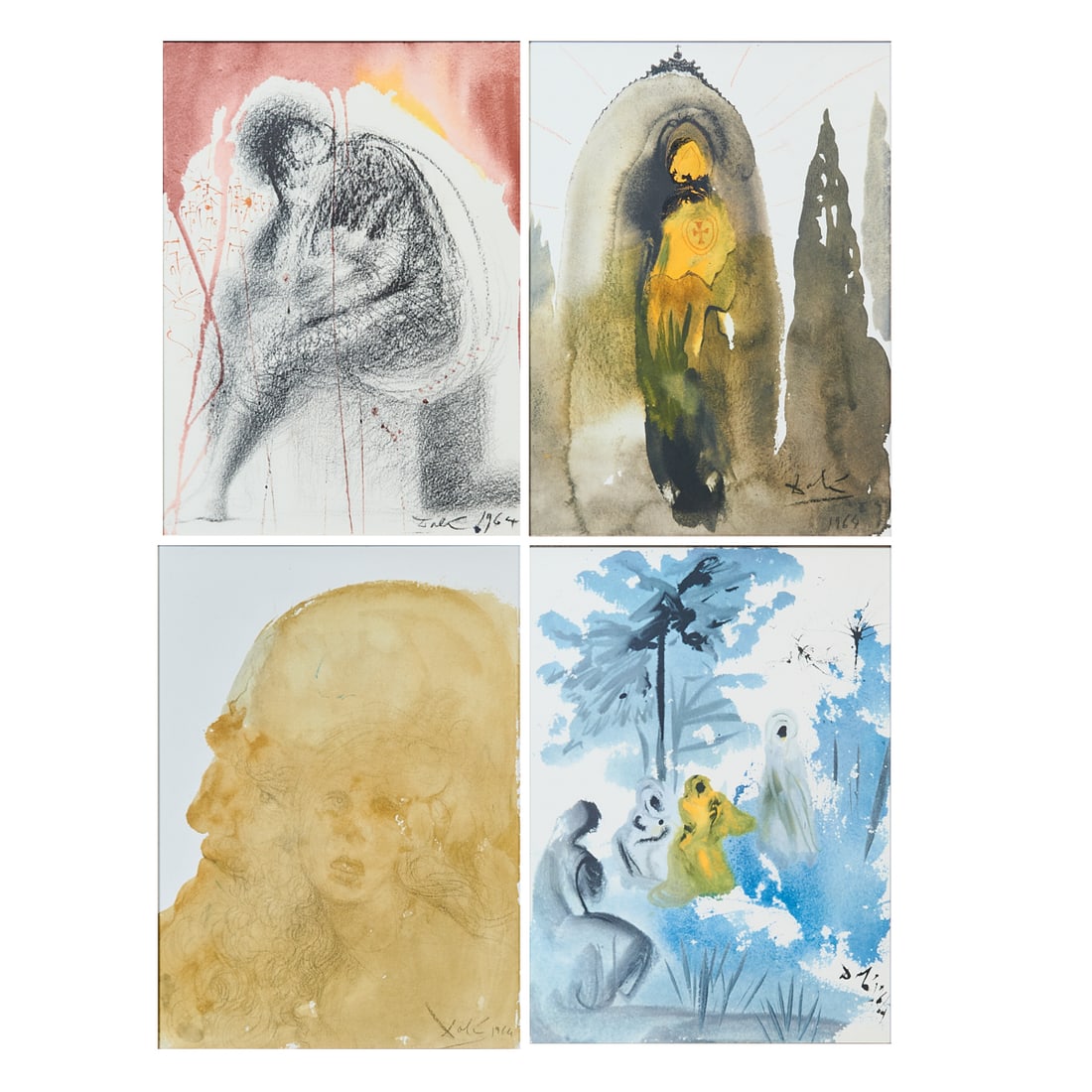 Salvador Dali, Four Lithographs from Biblia Sacra: Salvador Dali (Spanish, 1904-1989),.(i).Sedet Sola Civitas Plena Populo (Vol.2-10),