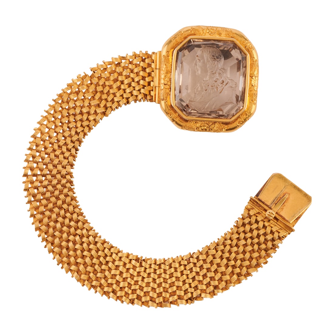 Victorian Quartz Intaglio, 18k Yellow Gold Bracelet (1 of 5)