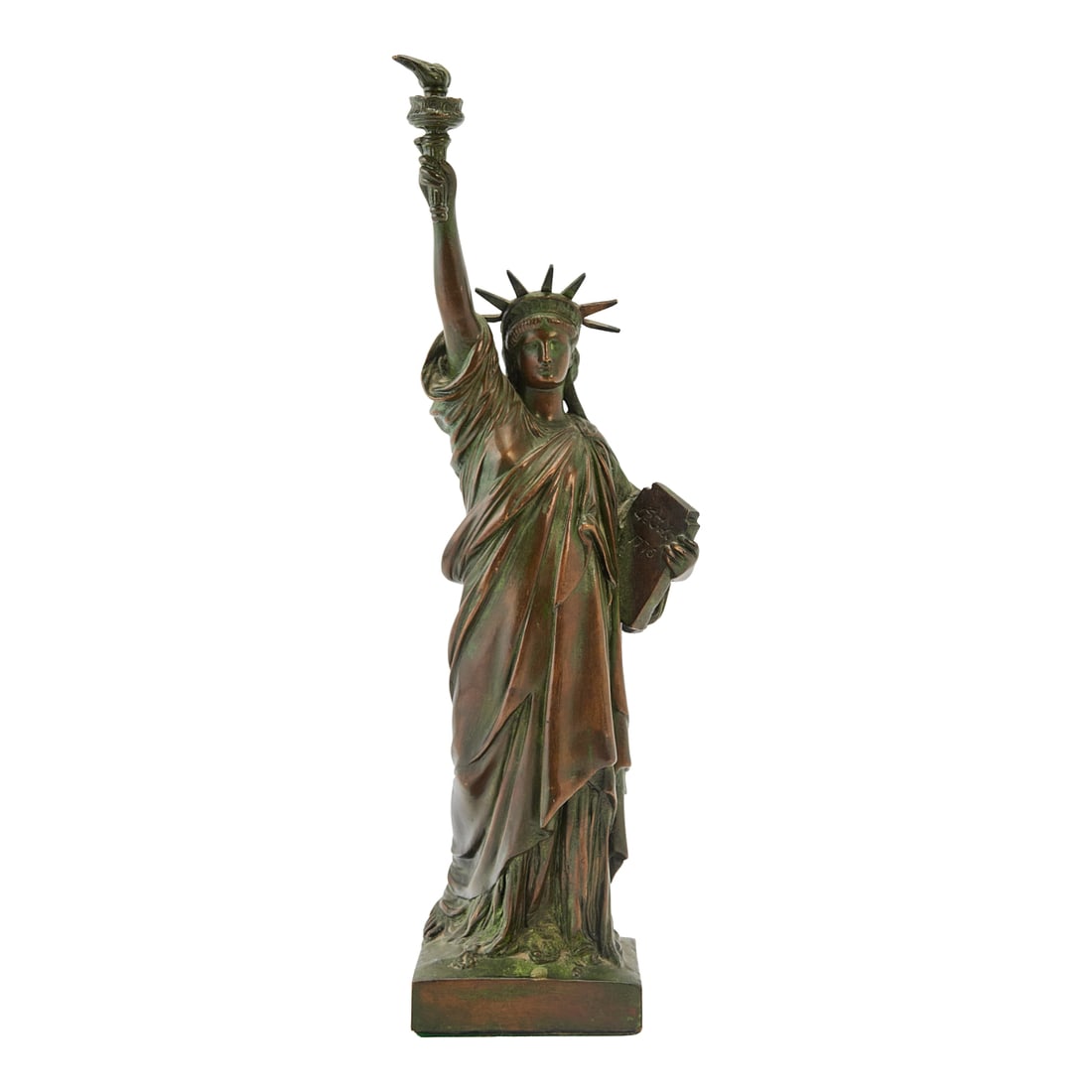 Frederic Auguste Bartholdi, Statue of Liberty, Bronze: Frederic Auguste Bartholdi (French, 1834-1904), Statue of Liberty, bronze, [approximate dimensions - overall: 21 3/8" H x 6 1/4" W x 5" D], numbered 21/150 and signed along the base. No foundry mark.