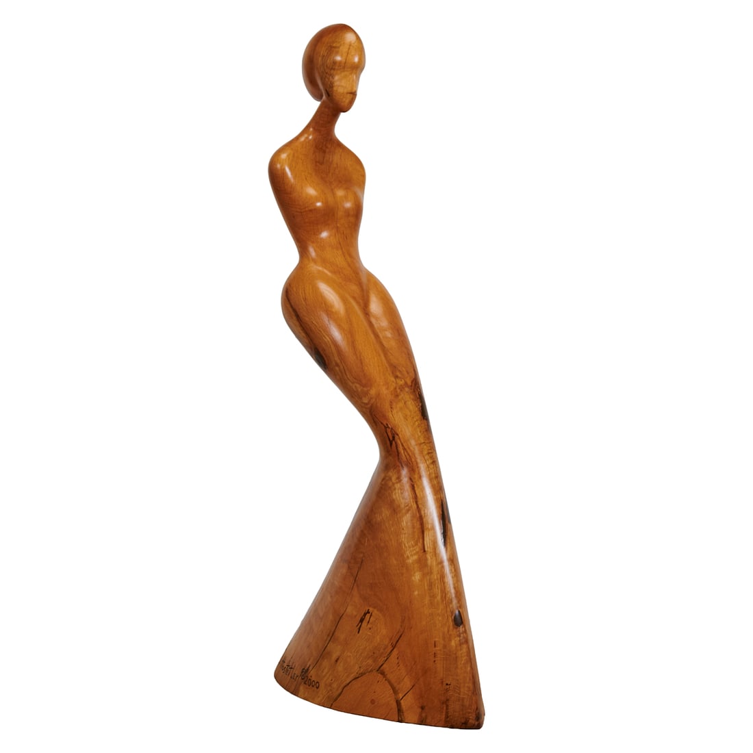 David Hostetler, Jazz Woman I, Wood Sculpture: David Hostetler (American, 1926-2015), Jazz Woman I,2000, wood sculpture consisting of Ohio wood oak, Jack's wood, [approximate dimensions - overall: 41" H x 20" W x 9" D], signed and datedtowards