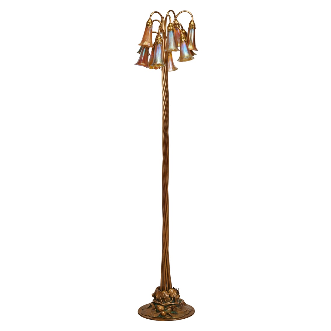 Tiffany Studios Gilt Bronze Twelve Light Lily Floor Lamp (1 of 6)