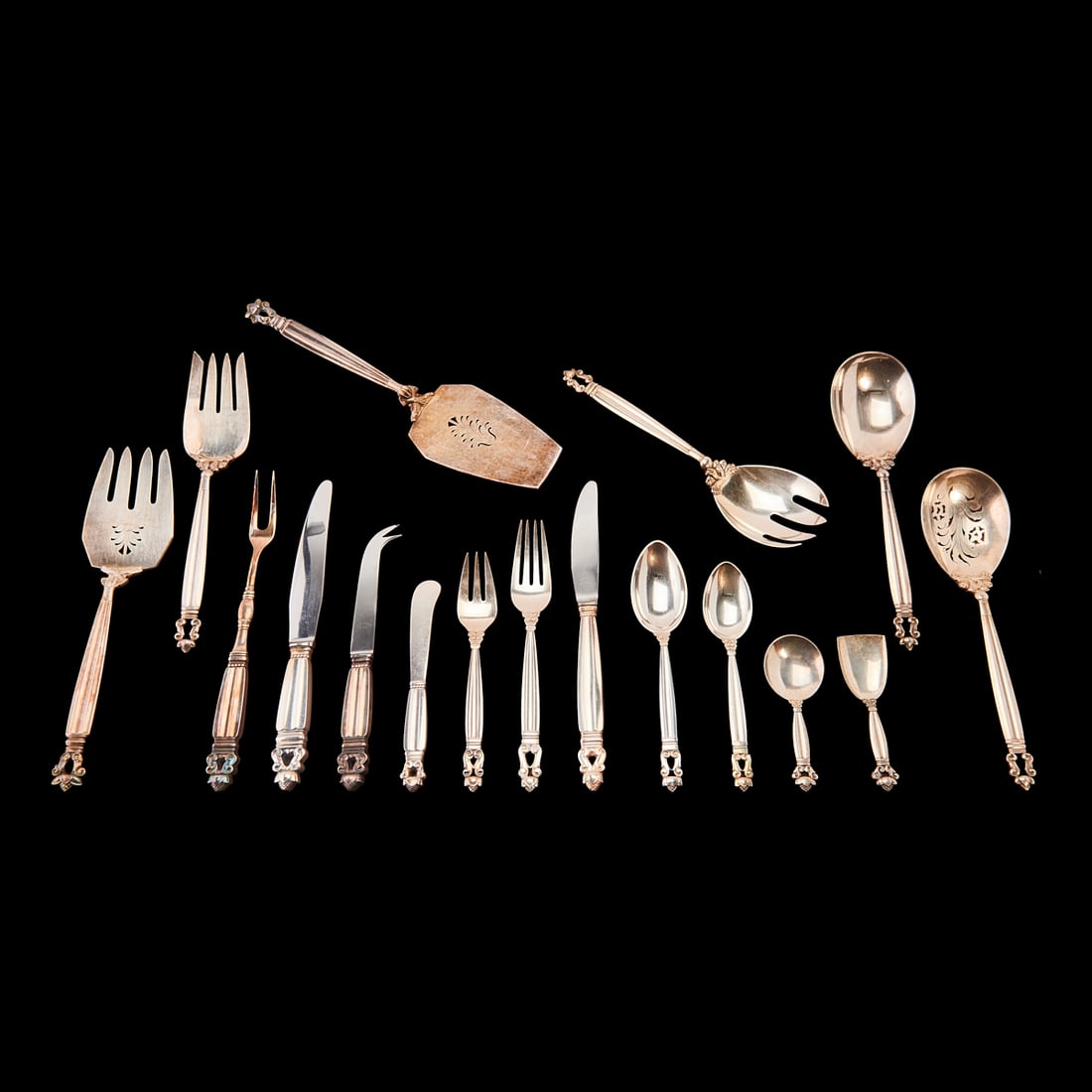 Georg Jensen Sterling Silver Acorn Pattern Flatware Service (1 of 6)