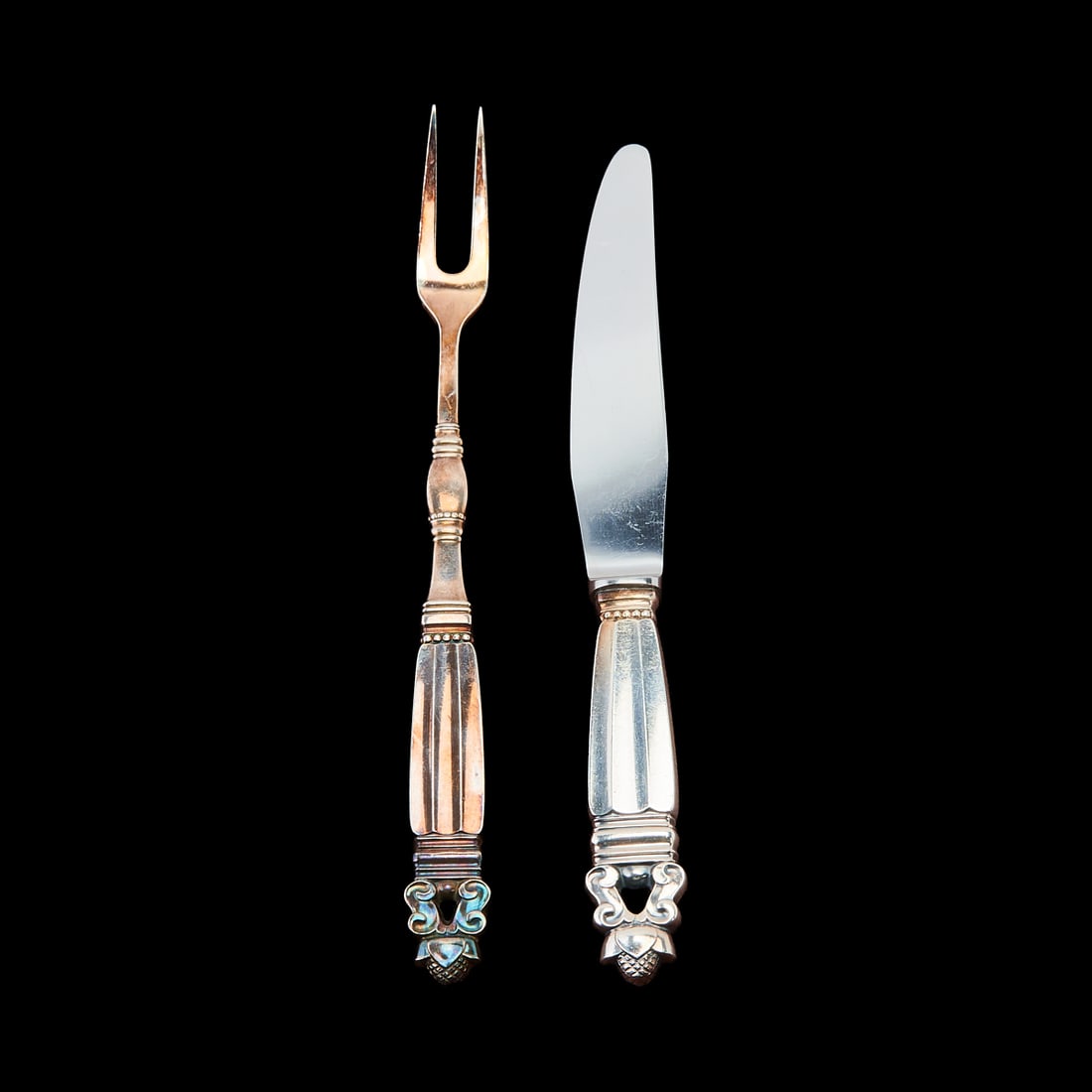 Georg Jensen Sterling Silver Acorn Pattern Flatware Service - 4