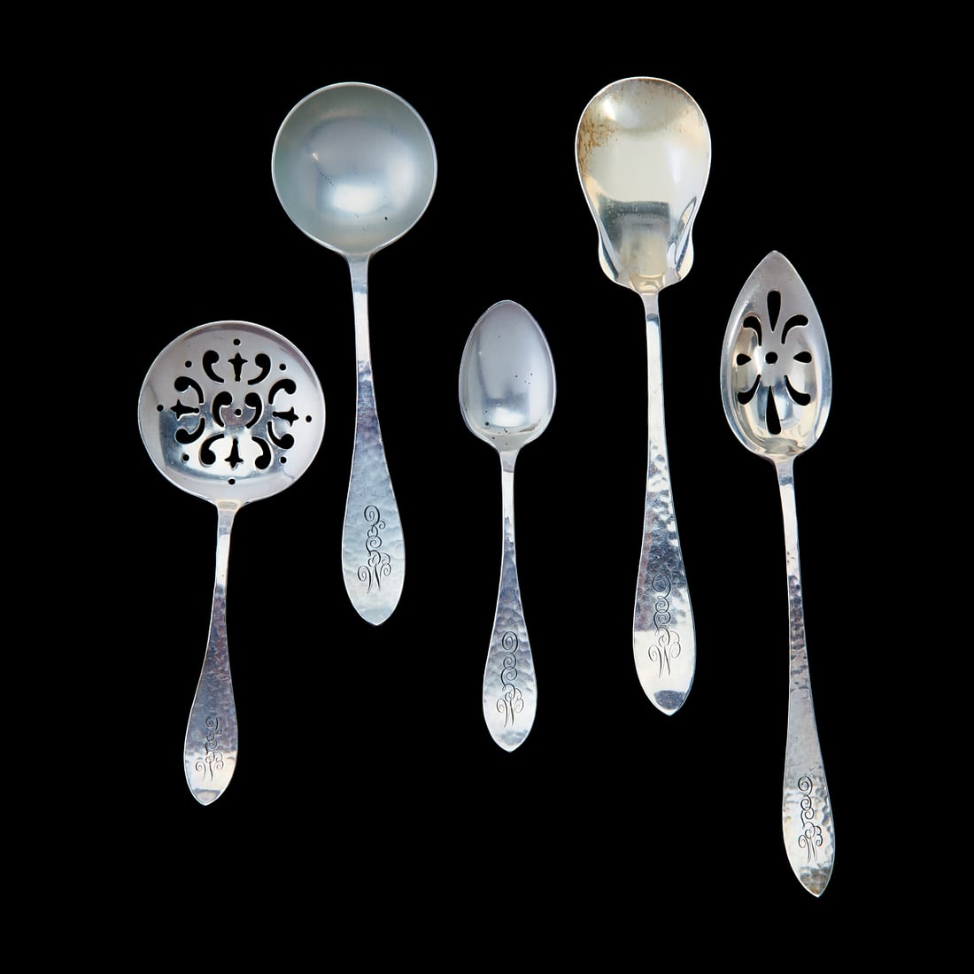 Shreve Sterling Silver Hammered Flatware Service - 4
