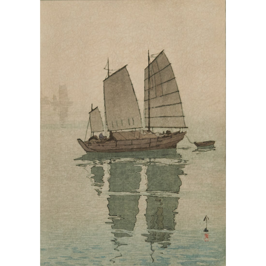 Hiroshi Yoshida "Sailing Boats-mist": Hiroshi Yoshida (1876–1950) Sailing Boats – Mist, from the series Seto Naikai shu (Inland Sea Series), 1926. Woodblock print, pencil-signed and titled in the lower margin, bearing the artist’s