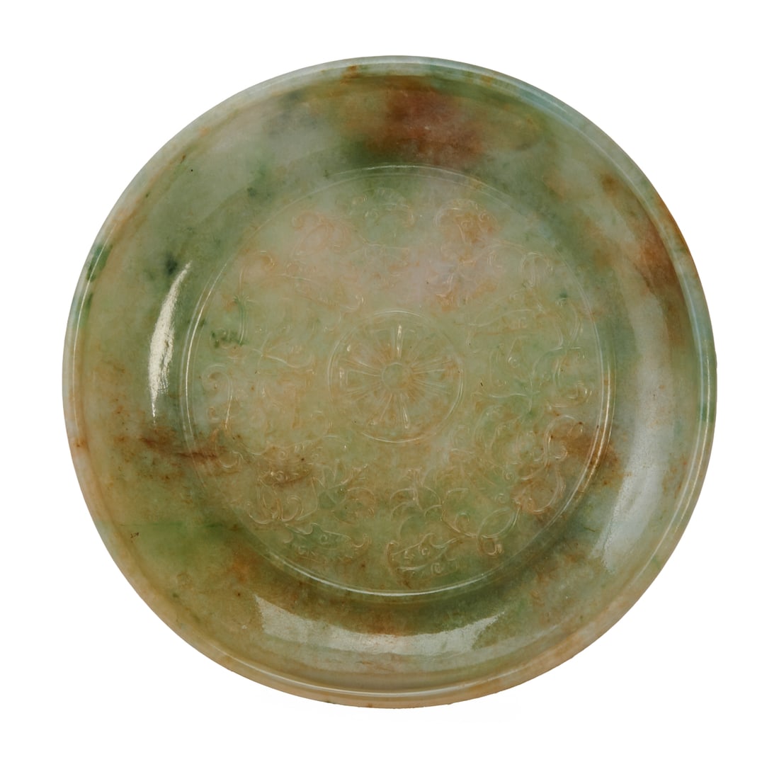 A Large Carved Jadeite Dish - 4