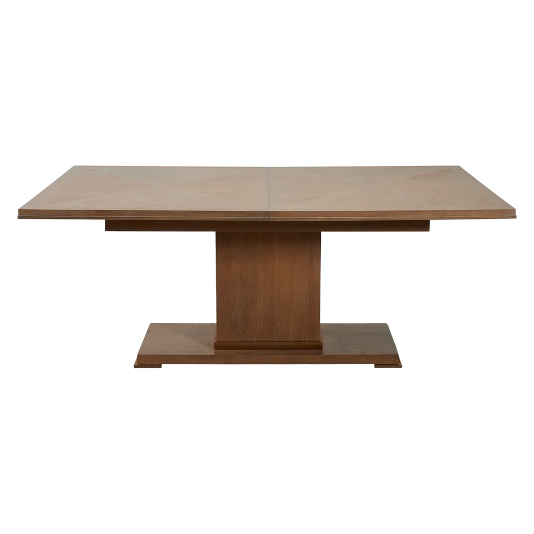 Art Moderne Style Cerused Oak Veneer Dining Table, top inset with textured square panels, over (1 of 4)