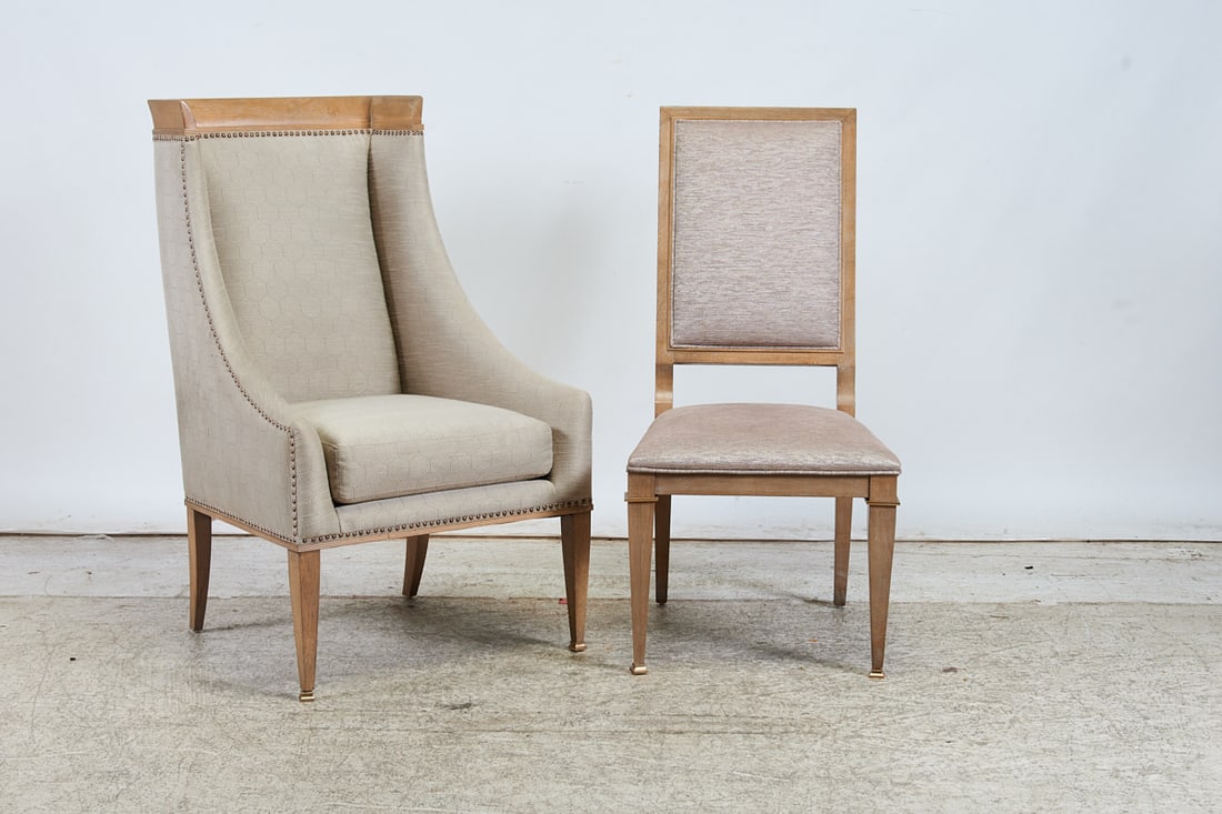 Suite of Eight Cerused Oak Veneer Dining Chairs, by A.R.T Furniture. Six. CityScapes Bleecker Up (1 of 4)