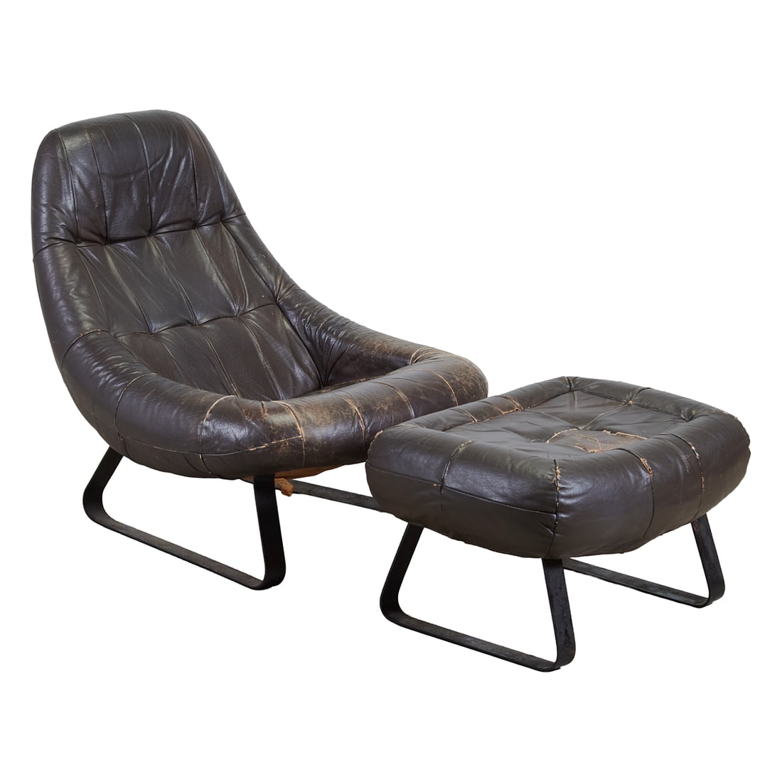 Percival Lafer Earth Chair and Ottoman Model 163, the low slung, steel frame with sled base,. the (1 of 5)