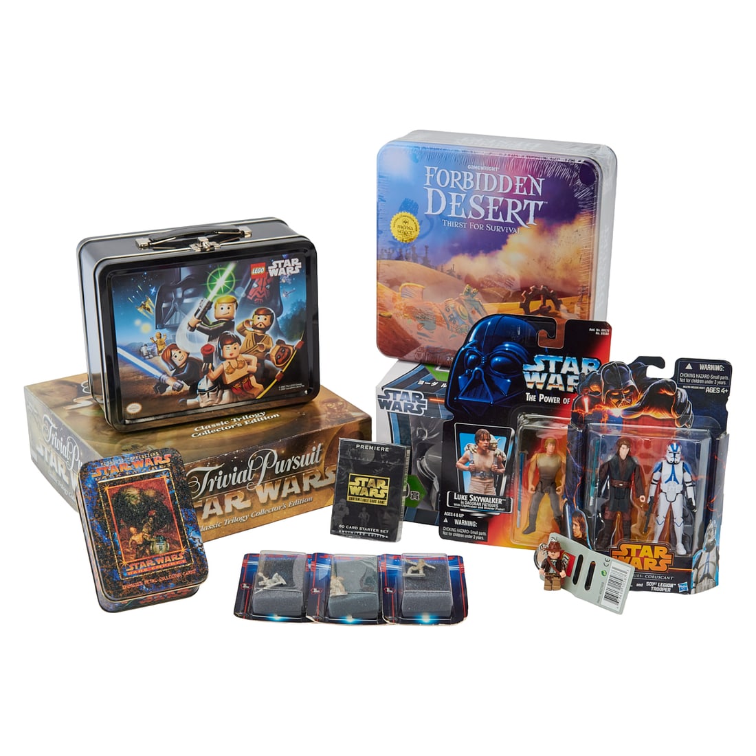 Group of twelve Star Wars Cards, Games, Figures and Lunch Box Articles, including customizable card (1 of 5)