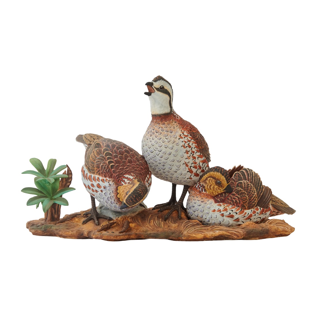 Hutschenreuther Porcelain Group: Off Season.. Comprising three spotted quail, one on guard, one (1 of 5)