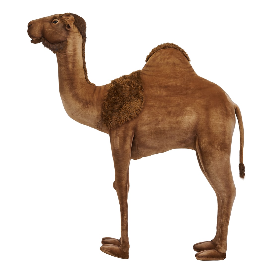 Large Stuffed Camel Figure.. Formerly in the offices of Casablanca Records Offices, Los Angeles, CA.: Large Stuffed Camel Figure.. Formerly in the offices of Casablanca Records Offices, Los Angeles, CA. {Approximate dimensions: 66 1/2" High x 18" Wide x 58" Long}.