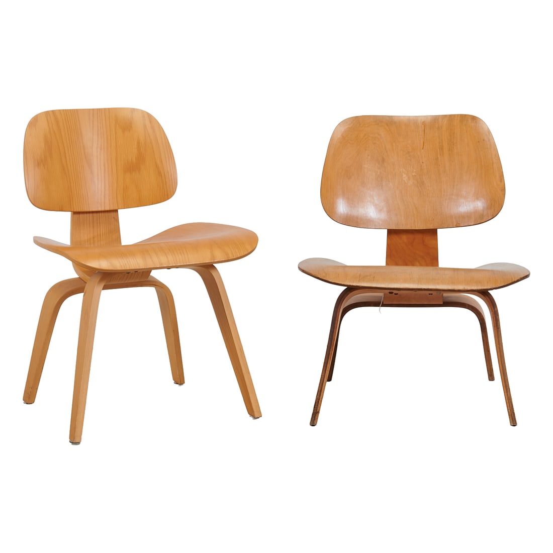 Two Modern Chairs: Eames LCW Lounge Chair and an LCW Style Dining Chair, of bent birch or maple (1 of 5)