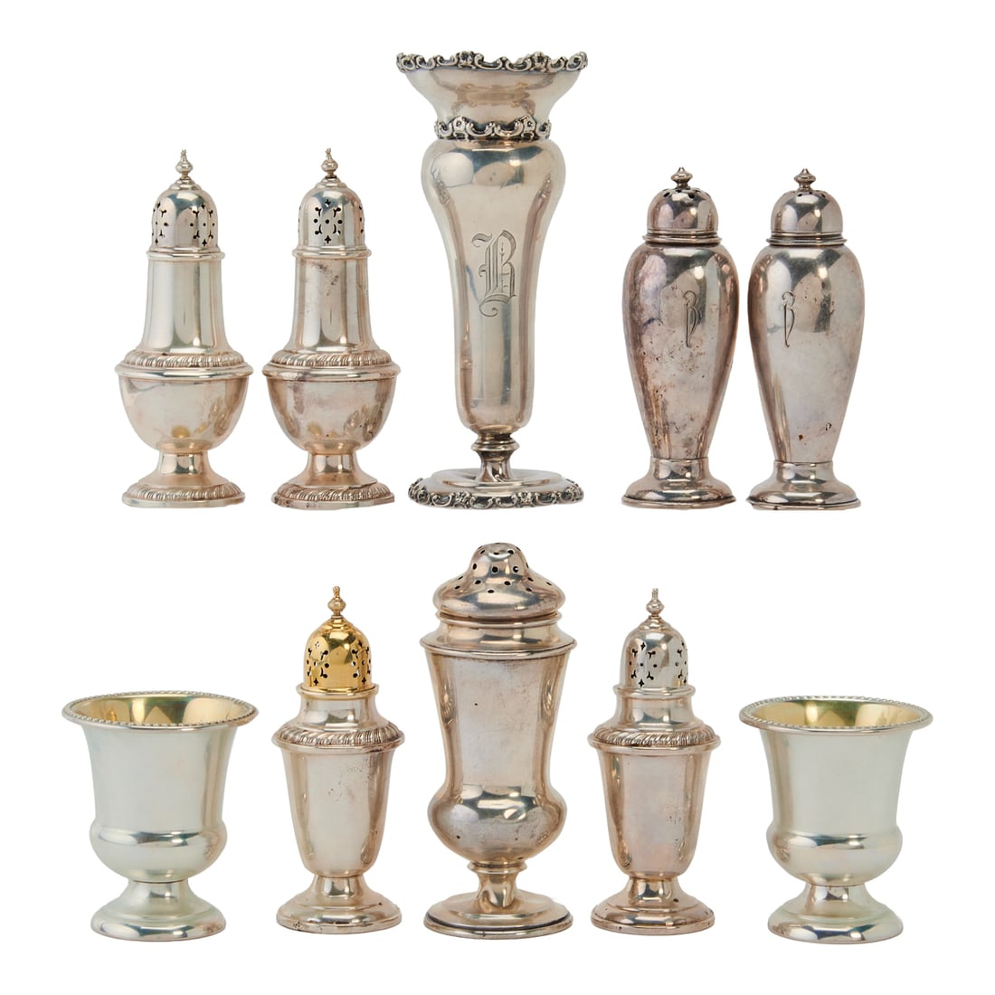 Ten Sterling Silver, Sterling Vermeil Table Articles, comprising an S. Conradi Co. bud vase, with (1 of 9)