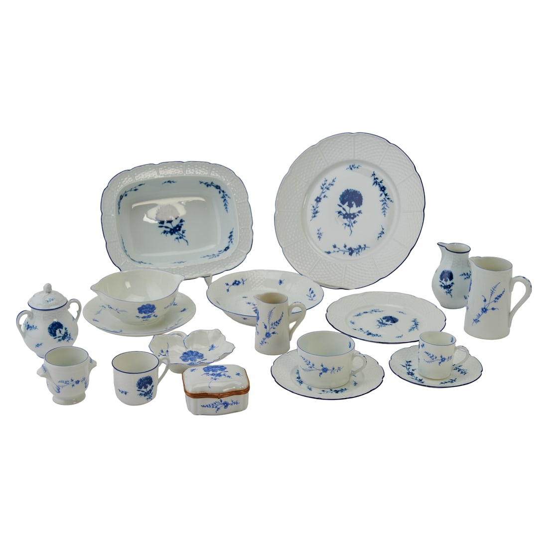 Raynaud Limoges Porcelain Chantilly Pattern Dinnerware and Additional, all items painted in blue (1 of 7)