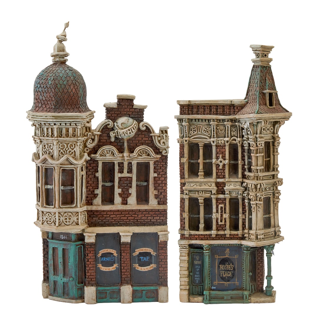Two Alice Zani Jacobsen Plaster Building Models of Bars, in High Relief, featuring ornate (1 of 9)