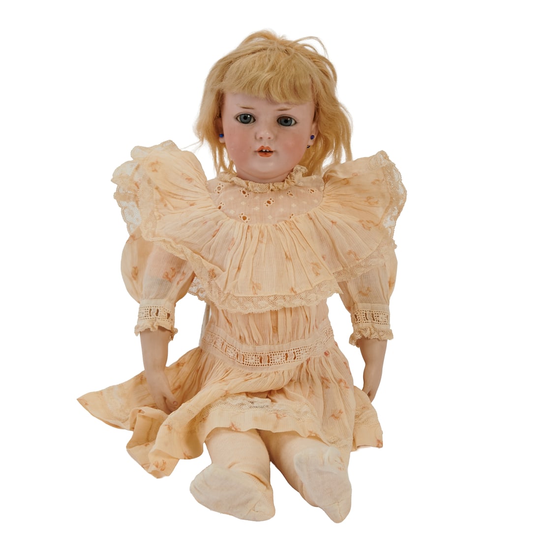 Simon and Halbig Bisque Head Doll 1279, with grey sleep eyes, open mouth revealing two teeth, beads (1 of 5)