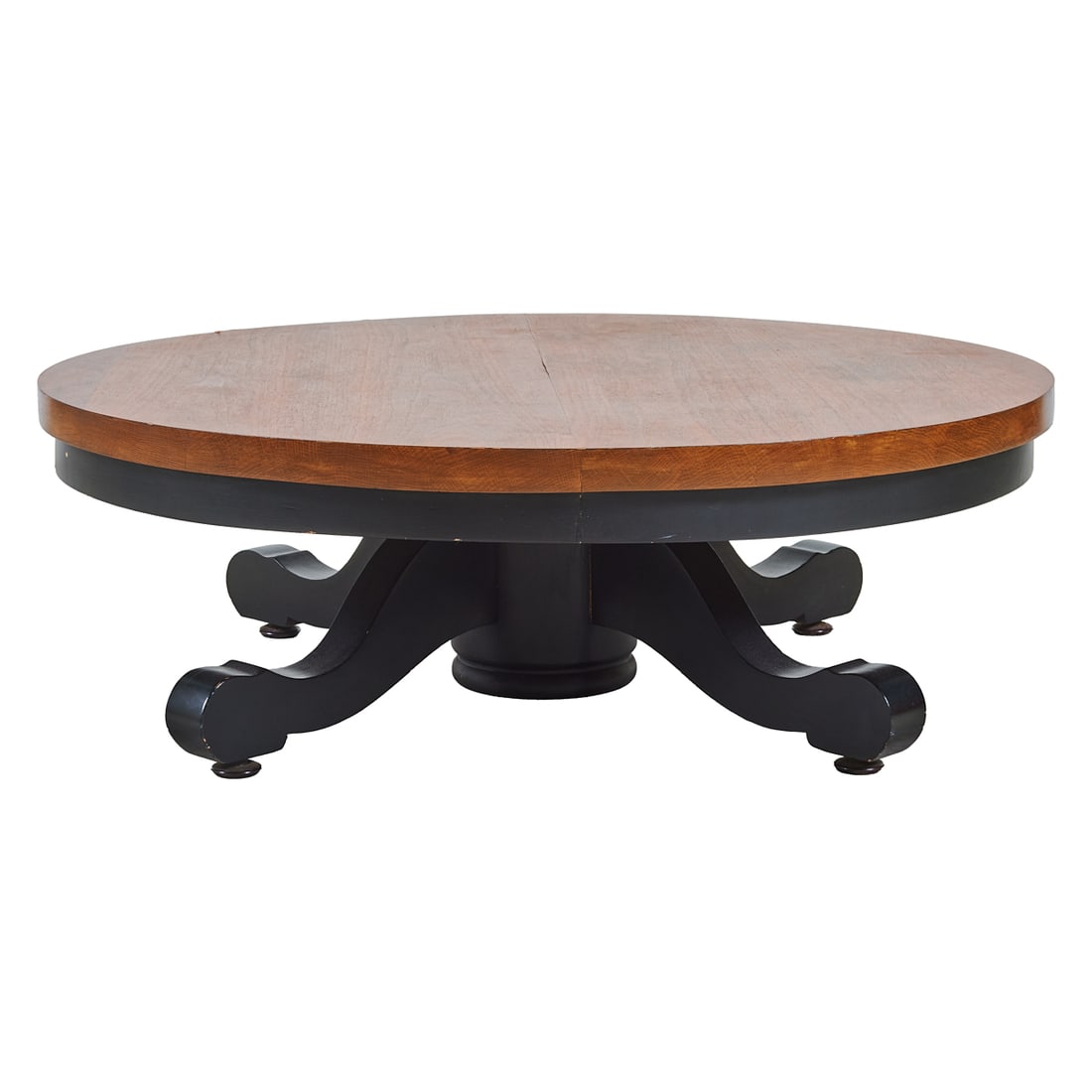 Victorian Style Round Oak Coffee Table, the top and sides with oak veneer, on 1 1/2" thick round (1 of 4)