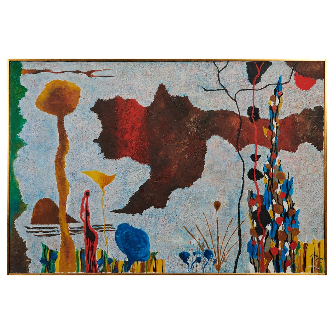 Yohanan Simon (Israeli, 1905-1976), Woman in Surrealistic Landscape, 1961, oil on canvas, (1 of 4)