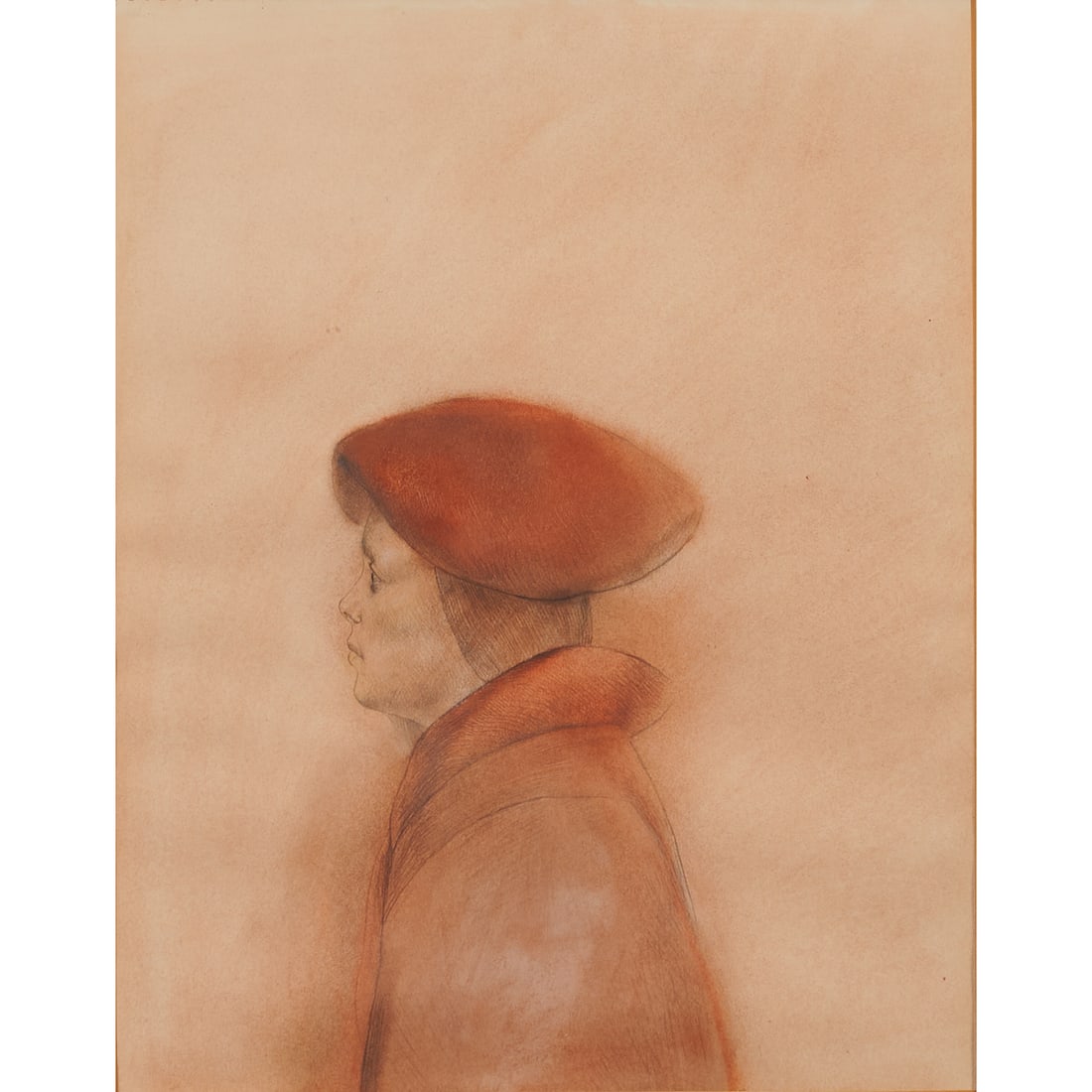 Rafael Coronel (Mexican, 1932-2019), Retrato en Rojo,.(Portrait in Red), 1967, oil and pencil (1 of 4)
