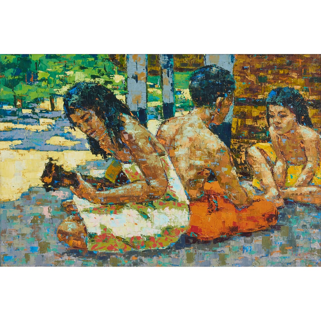 Noel Daggett (American, 1925-2005), Talanoaga,.(Conversations),.1965, oil on canvas, [approximate (1 of 4)