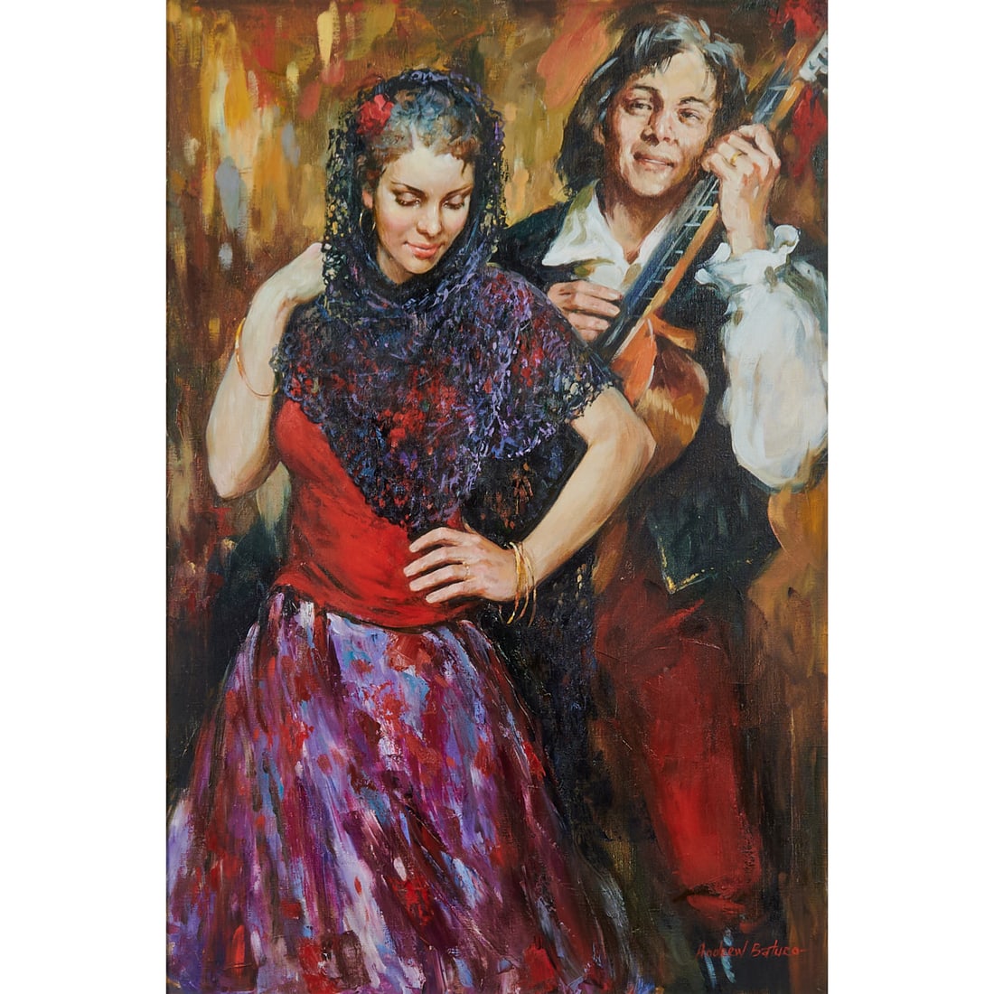 Andrew Baturo Atroshenko (Russian, born 1965), Gypsy Music,.oil on canvas,.[approximate dimensions - (1 of 5)