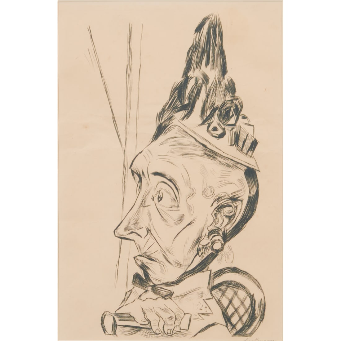 Max Beckmann (German, 1884-1950), Alte.Frau mit Kapothut,.(Old Woman with Bonnet), drypoint on wove (1 of 6)