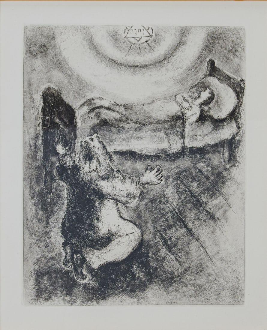Marc Chagall (Russian, 1887-1985), Child Revived By Elijah, #84, etching from the "Bible" suite from (1 of 5)