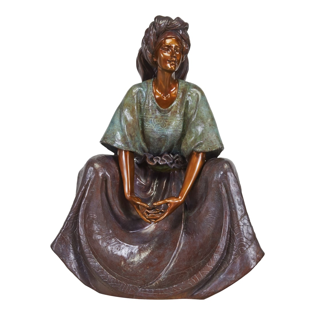 Victor Gutierrez (Mexican, born.1950), Seated Woman, 1989, bronze, [approximate dimensions - (1 of 5)